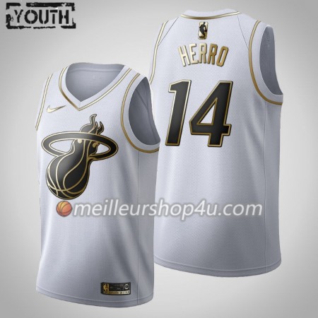 Maillot Basket Enfant Miami Heat Tyler Herro 14 2019-20 Nike Blanc Golden Edition Swingman